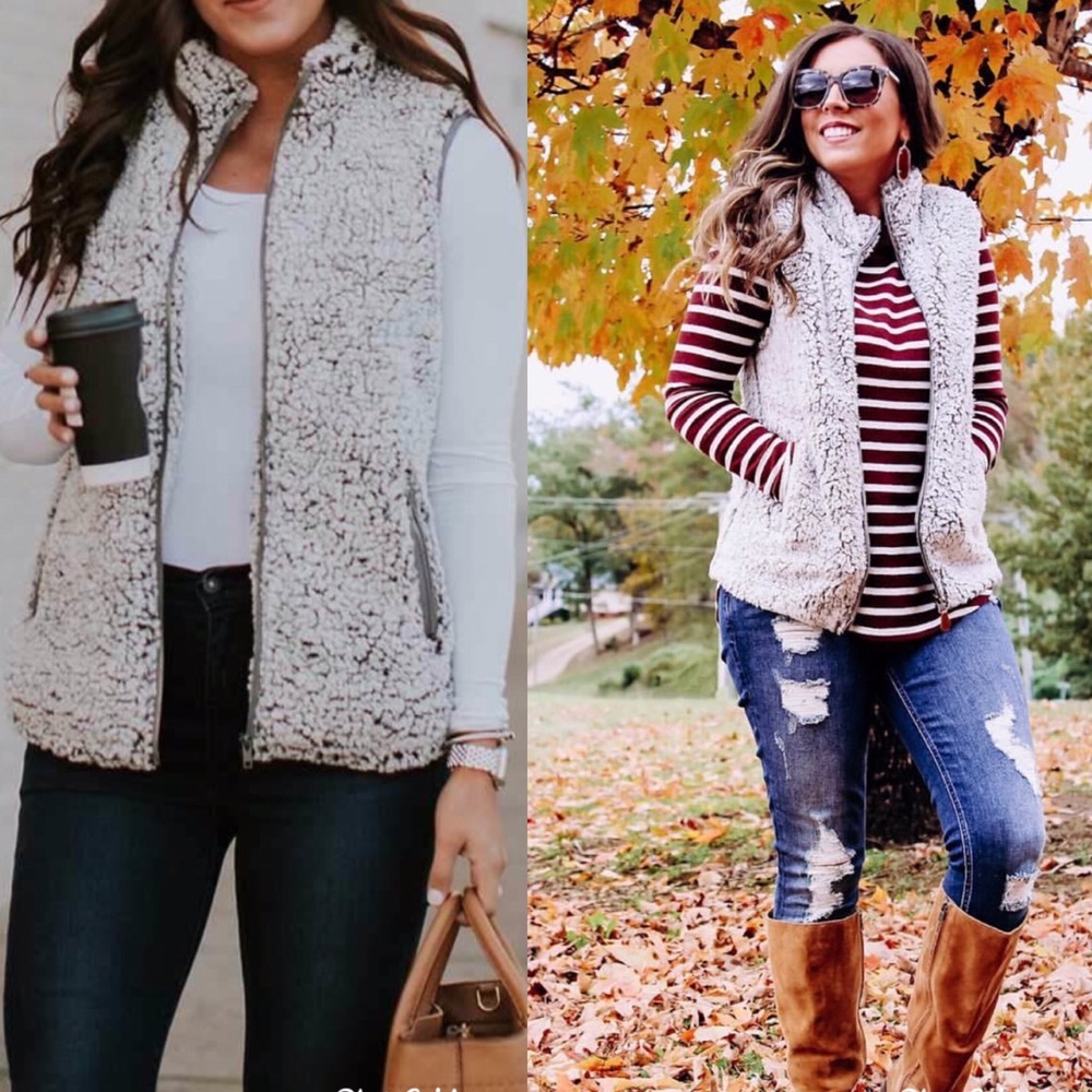 Faux fur women plush warm vest zip down jacket sleeveless blazer